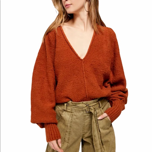 Free People Sweaters - Free People Reverie V Neck Sweater Burnt Butter